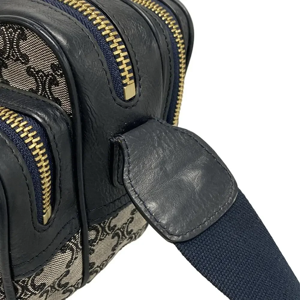 Celine Macadam Shoulder Bag Light gray Dark Navy Jacquard Leather - Picture 10 of 15